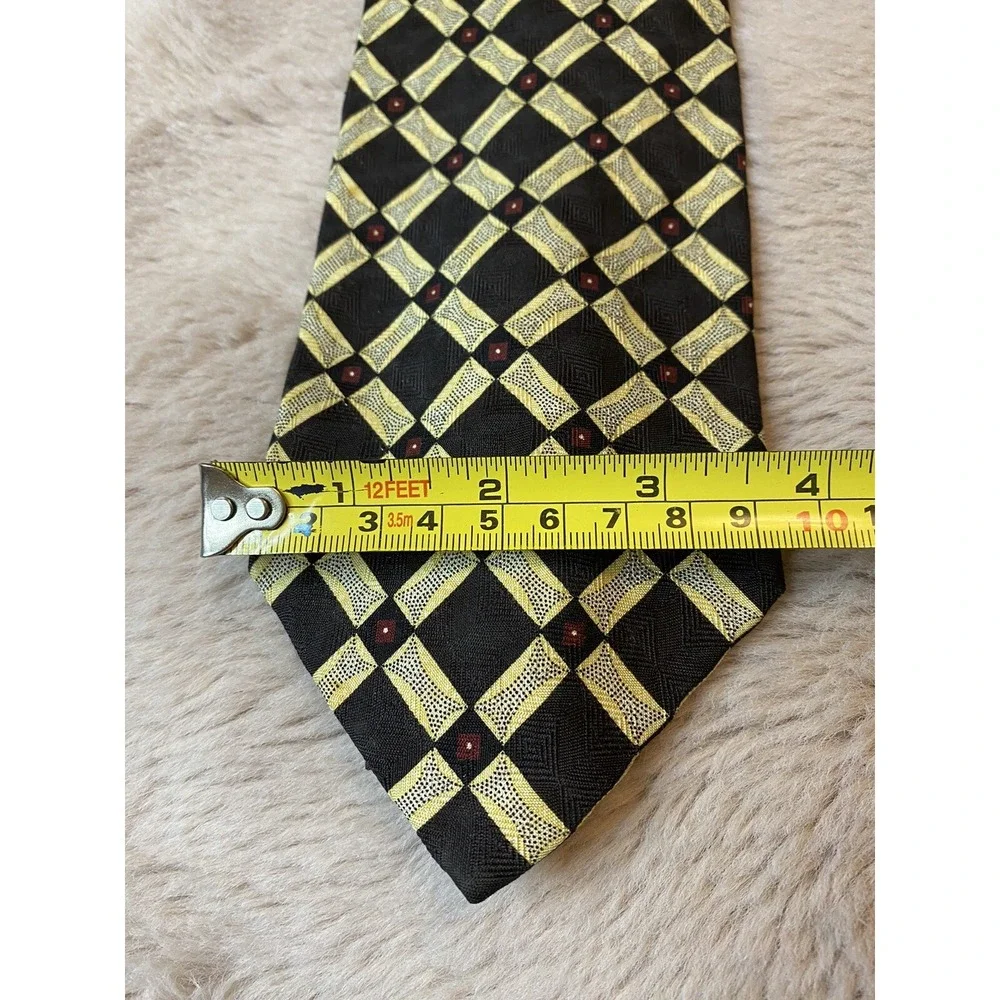 IKE BEHAR [ NEW YORK ] men's tie 100% Silk Black/Ivory/Burgundy Made in Italy